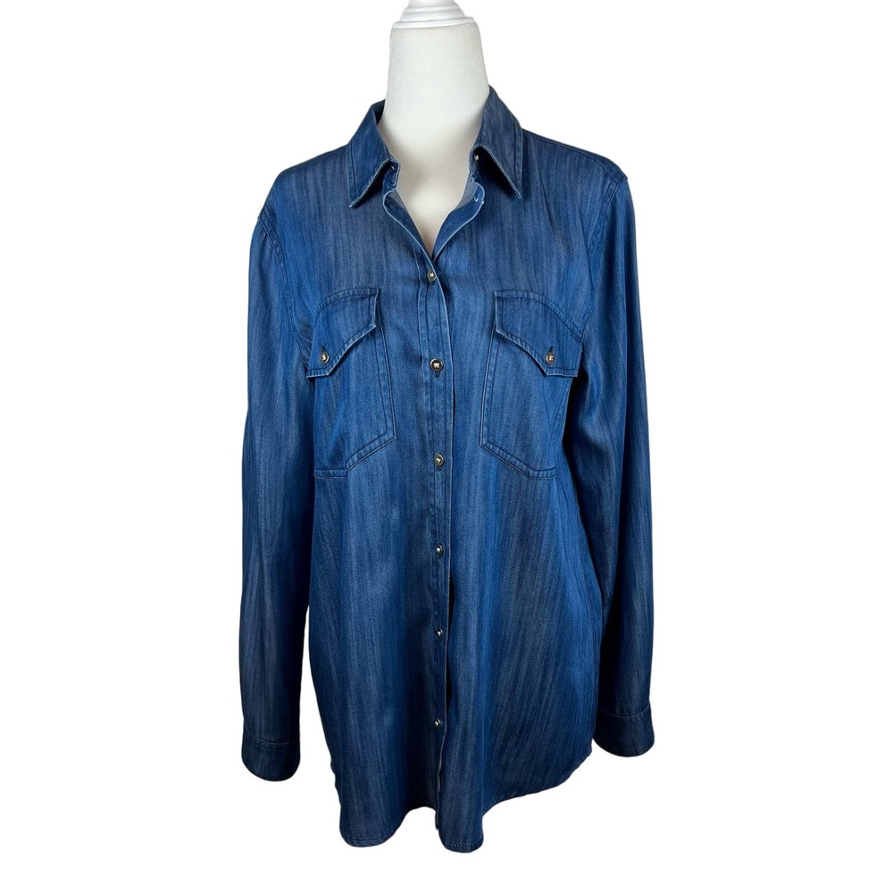 Club Monaco Blue Chambray Button Down Shirt Size Medium